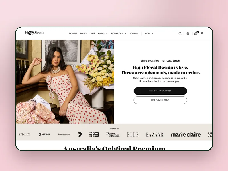 Fig & Bloom Shopify store, scrolling