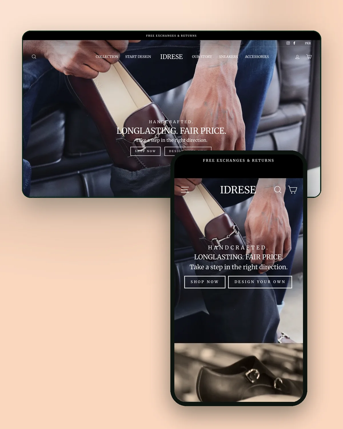 IDRESE Shopify store on desktop and phone